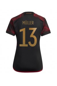 Saksa Thomas Muller #13 Jalkapallovaatteet Naisten Vieraspaita MM-kisat 2022 Lyhythihainen